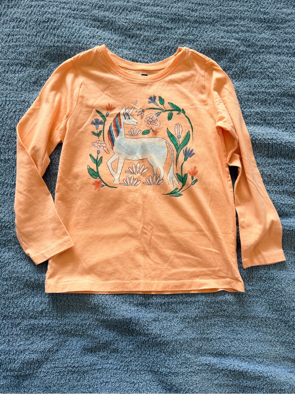 Tea Collection Peach Long-Sleeve Unicorn Graphic Tee